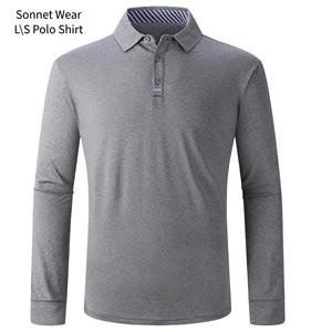 Chemises polo pour hommes, manches longues, col polo athlétique - Product Image 3