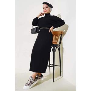 Conjunto de 2 piezas de falda de pana de cuello alto negro - Product Image 4