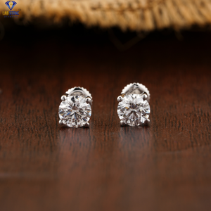 1.07 TDW rond brillant coupe diamant boucle d'oreille 18k or blanc Labgrown diamant Hpht/Cvd diamant bijoux - Product Image 1
