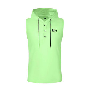 High Quality <b>Men</b> Active Wear <b>Sleeveless</b> Zipper <b>Hoodies</b> With Front Hand Pockets <b>Sleeveless</b> Gym Custom <b>Hoodies</b> - Product Image 2
