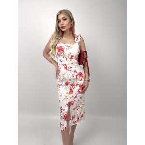 Vestido Ajustado de Satén 4019 con Diseño sin Tirantes y Estampado Digital con Tirantes de Globo - Product Image 2