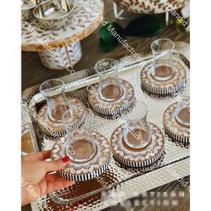 Bandeja para servir al mejor precio del fabricante de la India, incrustaciones de madera redondas hechas a mano con un hermoso diseño floral - Product Image 2