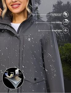 Chubasquero impermeable para mujer con capucha cortavientos ligero impermeable Shell para acampar senderismo - Product Image 3