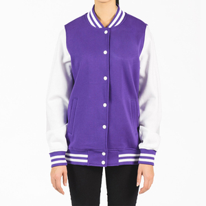 Vestes universitaires de sport décontractées pour femmes, dernier modèle, laine, corps et cuir, manches brodées en 3D, col montant, rayures, style de rue - Product Image 3