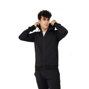 Jet <b>Black</b> 100% Cotton Winter Fashion Heavyweight Workout Premium Full Face Zip Digital Breathable Quick Dry Custom <b>Men</b> Zipper - Product Image 1