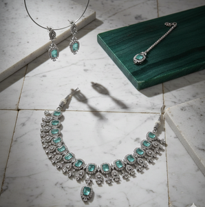 Collar de Novia Premium AD con Juego de Aretes a Juego para Bodas y Fiestas, Joyería de Moda, Diseño Tradicional y Elegante - Product Image 3