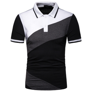 T-shirt Polos à manches courtes pour hommes Business Striped Black White Dark Grey Summer Fashion Polos T-shirt pour hommes - Product Image 1