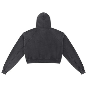 OEM ODM Oversize Crop Drop Shoulder Hoodies para mujeres Custom Streetwear Pullover Hoodie Bulk Factory Supplier - Product Image 2