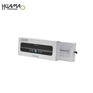 Custom Drawer Electronics Packaging <b>Box</b> with Clear Window Rigid White Gift <b>Box</b> with Black Ribbon Puller for Bluetooth Speaker - Product Image 1