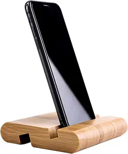 新款到货手机座可爱设计手机插座批发高品质木制手机支架礼品天然成品