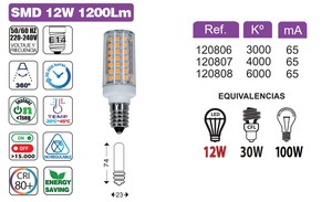 หลอดไฟ LED ท่อทรงกระบอก E14 12W 3000K 1100Lm (บีบไลท์ 120806) - Product Image 2