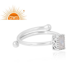 Anillo de piedras preciosas de Luna arcoíris Natural de Plata de Ley 925, joyería personalizada para mujer, regalo para ella - Product Image 4