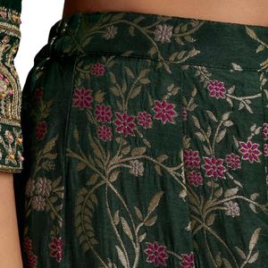 Vestito Palazzo di seta verde con ricamo pesante all'ingrosso donna abbigliamento etnico OEM fabbrica fornitore di massa di moda personalizzata - Product Image 6