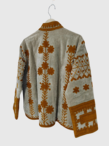 Veste à col mandarin brodée à la main avec des motifs floraux, manches longues, en coton, pour femmes, taille plus, vêtements d'automne - Product Image 6