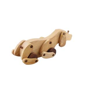 Jouet pour chien en bois fabriqué à la main sur roues pour les tout-petits finition lisse en forme d'animal jouet à pousser et à rouler pour les enfants - Product Image 4
