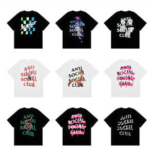 Camisetas de manga corta de algodón 100% de gran tamaño para hombre, transpirables, con hombros caídos, diseño de estampado de secado rápido y contraste - Product Image 6