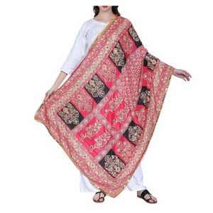 Indian Pakistani Ethnic Polyester Shawls Multi-Color <b>Dupatta</b> Traditional <b>Scarf</b> Handmade Embroidery Breathable Windproof - Product Image 1