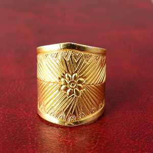 Latest Design Tribal Floral <b>Ring</b> Boho Brass <b>Rings</b> Women 18k Gold Plated Ethnic Sunburst Wide Band <b>Ring</b> Statement Wholesale - Product Image 6