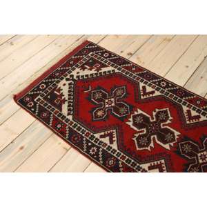Tapis turc, tapis vintage 2,4x9,2 pieds, tapis en laine rouge à imprimé animal - Product Image 4
