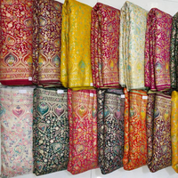 Tissu en Soie Banarasi Pure, Matière Brocart Zari Tissée Élégante pour Lehenga et Saree de Mariée, Fournisseur en Gros de Vêtements de Luxe
