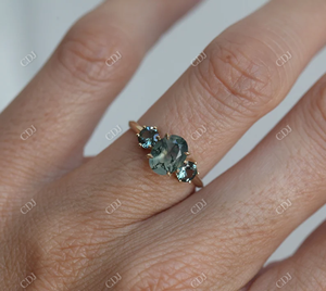High Quality Three Stone <b>Moss</b> <b>Agate</b> Classic <b>Engagement</b> <b>Ring</b> for Women Green Gemstone Solitaire Wedding Jewelry - Product Image 3