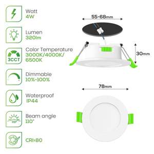 Downlight Regulable CCT Blanco de 4W, 55-68mm con Ángulo de Haz de 110° - Product Image 1