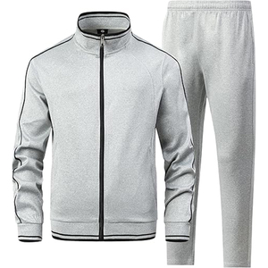 Men's TBF-072 Athletic Sportswear Full-Zip Jacket & <b>Pants</b> with Breathable Zipper Pockets Lightweight Solid Pattern Winter Print - Product Image 5