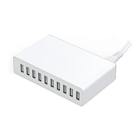 Chargeur USB 10 ports de taille familiale 5V/12A 60Watt Chargeur USB intelligent de bureau pour plusieurs appareils smartphones pour centre commercial