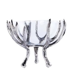 Cuenco de cristal de alta calidad de tendencia superior en soporte de asta de aluminio decorativo para el hogar Hotel restaurantes Decoración de mesa cuenco de palomitas de maíz - Product Image 1