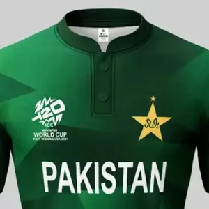 Camisa de Cricket T20 da Copa do Mundo T20 do TCC Roupa Esportiva para Fãs e Jogadores MATRIX T20I WC 2024 Camisa de Cricket T20 Copa do Mundo 2024 Paquistão