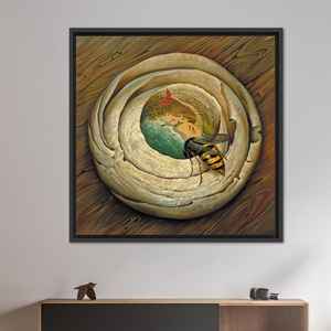 Impression sur toile Vladimir Kush Bee : Art mural abstrait et surréaliste, toile encadrée noire - Product Image 1