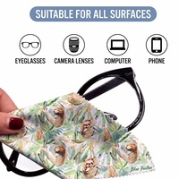 Chiffon de nettoyage pour lunettes et écrans avec impression de dessin animé de paresseux personnalisé, en microfibre douce et absorbante
