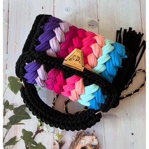 Sacs à main au crochet faits main tendance, sacs fourre-tout écologiques, broderies, perles, chaînes, boutons, style vintage pour femme - Product Image 3