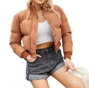 Veste en duvet d'hiver pour femmes en toile de haute qualité avec col montant et logo avant. - Product Image 6