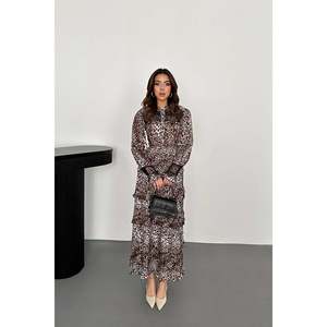 Leopard Print Pleated <b>Elasticated</b> <b>Dress</b> - Leopard - Product Image 1