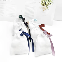 Nouveau sac de rangement en tissu coton-lin pour emballage de bijoux, sachet respirant et lavable, petit sac en tissu