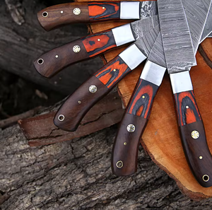 Ensemble de couteaux de chef professionnels PRESTIGE BLADES en acier Damas à 67 couches, 5 pièces, fabriqués à la main, ambidextres, à lame droite - Product Image 6