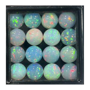 Ópalo Etíope Blanco Natural AAA, Cabujón Calibrado de 8x8 mm, Piedra Preciosa Redonda con Relleno de Fractura y Juego de Colores para Joyería Fina - Product Image 2