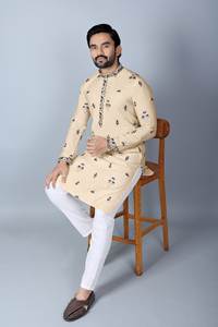 Classy <b>Men's</b> <b>Kurta</b> <b>Pajama</b> in Rich Chanderi Silk - Perfect for Groomsmen - Product Image 2
