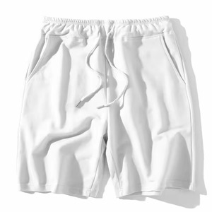Pantalones cortos de verano Unisex de alta calidad 100% algodón transpirable Estilo Sostenible cordón elástico impreso tela Logo para hombres - Product Image 2
