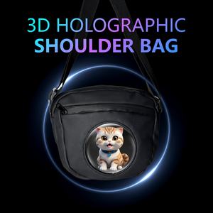 Nouveau sac à bandoulière noir de petite taille, ventilateur LED holographique <span class=keywords><strong>3D</strong></span>, équipement d'affichage publicitaire tendance, <span class=keywords><strong>hologramme</strong></span> avec application Wifi - Product Image 3