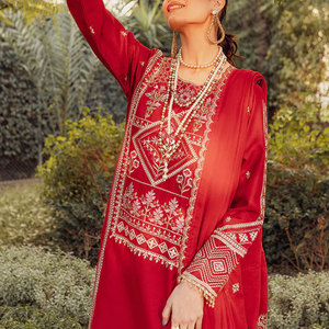 Vestidos con estampado de césped para mujer, trajes de 3 piezas de diseñador a la moda, de Color rojo, estilo pakistaní e indio - Product Image 4