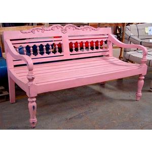 Banco de madera de teca maciza azul antiguo moderno Muebles de patio de jardín al aire libre de diseño elegante para Parque Hotel y exterior - Product Image 4