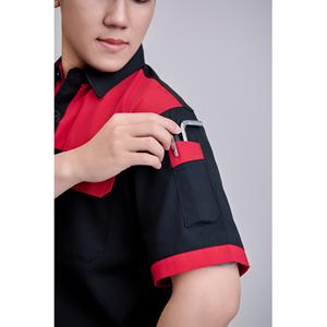 Ropa de Trabajo Nueva, Transpirable y Cómoda, de Manga Corta, Color Negro y Rojo, para Mujer, de Alta Visibilidad y Durabilidad, Fabricada en Vietnam con Tela TC de Seguridad FMF - Product Image 1