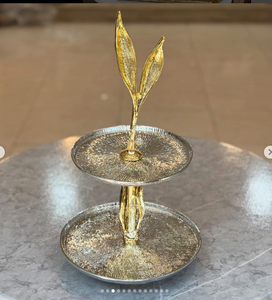 Bols floraux Plateaux Tier Stand Plats et séparateurs pour biscuits et gâteaux Bols à fruits Plats à noix Plateaux de service Argent et or - Product Image 3