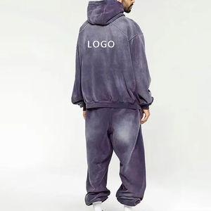 Chándal de Felpa para Hombre, Lavado Ácido, Logotipo Personalizado, Talla Grande, Alta Calidad, 100% Algodón, Hombros Caídos, Lavado a la Piedra - Product Image 2