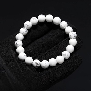 สร้อยข้อมือ howlite ทำด้วยมือสีขาวสไตล์วินเทจคริสตัลรักษาลูกปัดอัญมณีเครื่องประดับส่วนบุคคลสำหรับของขวัญหมั้นงานแต่งงาน - Product Image 6
