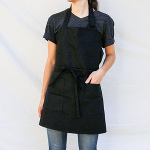 Nouveau design uni lin polyester hommes femmes protection cuisine nettoyage tablier de cuisine logo personnalisé impression tablier - Product Image 3