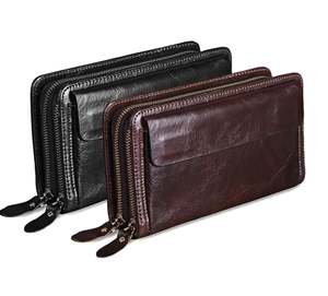 Porte-monnaie multi-cartes vintage en cuir véritable, portefeuille long à fermeture éclair pour femmes - Product Image 5