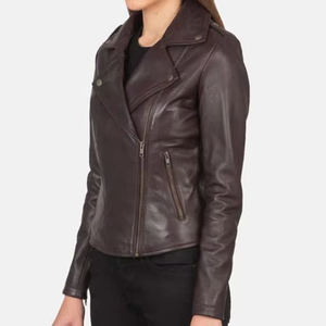 Chaquetas de cuero de moda para mujer de alta calidad MOQ bajo chaqueta de cuero genuino de todos los tamaños para la venta - Product Image 2